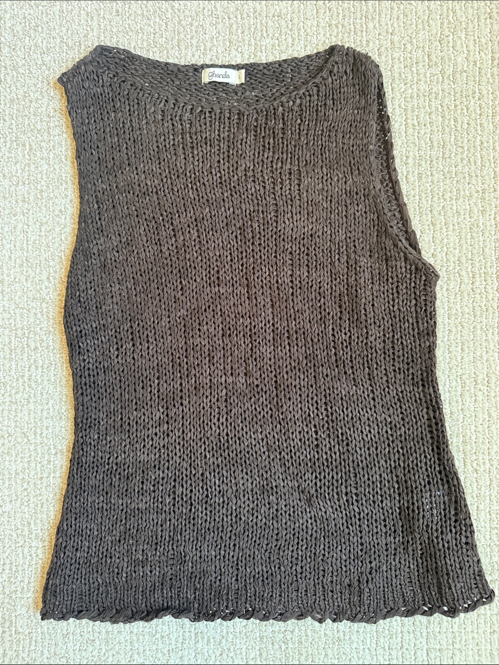 Ghanda Crichet Sleeveless Knit Tank in Chocolate
